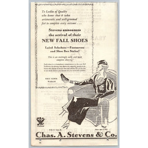 1930s Chas A Stevens Chicago Fall Shoes Ad Laird Schobers Footsavers NRA Era