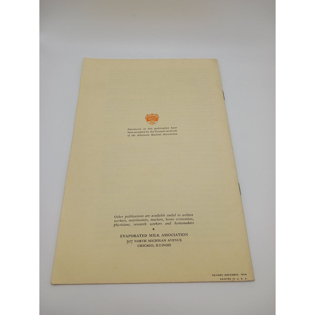 Vintage 1938 Evaporated Milk Association Feeding a Family Low Cost Booklet