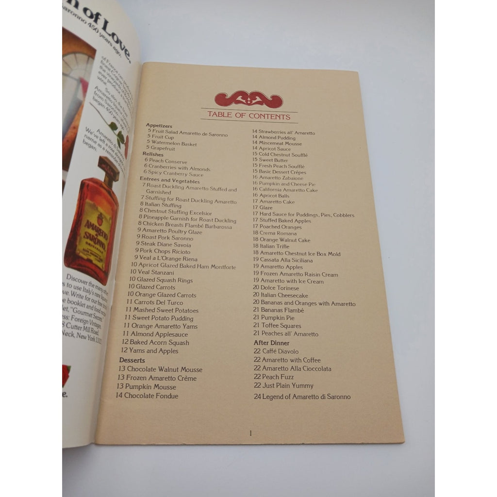 Amaretto di Saronno Your Gourmet Secrets Recipe Booklet 1974 Italian Liqueur