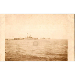 Antique RPPC WW1 WW2 Navy Battleships At Sea Military Ship Real Photo Postcard