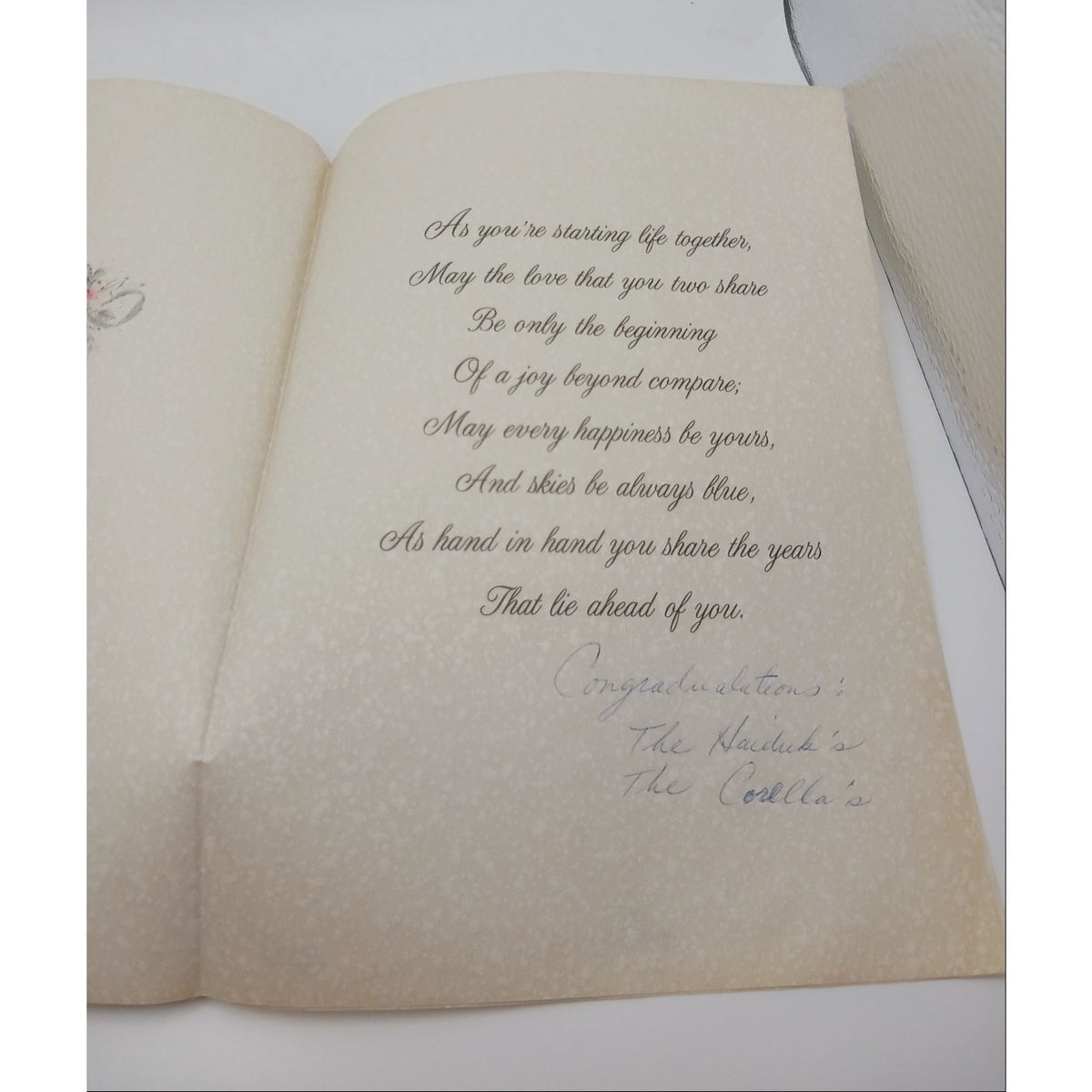 Vintage Hallmark Wedding Greeting Card Bells Floral Glitter Made in USA