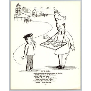 Vintage Simple Simon Nursery Rhyme Art Print Black & White Unframed Wall Art MCM