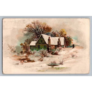 1890s LION COFFEE Trade Card Winter Cabin Toledo Ohio Advertising Ephemera