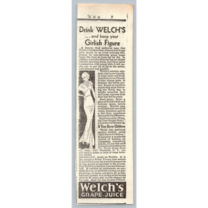 Vintage 1930s Welch's Grape Juice Girlish Figure Weight Loss Print Ad Ephemera