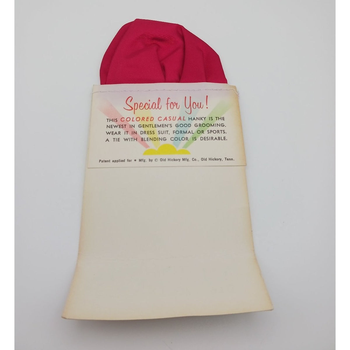 VTG 1940s 50s Old Hickory Mfg Co Compliments Satin Hanky Sample Ephemera