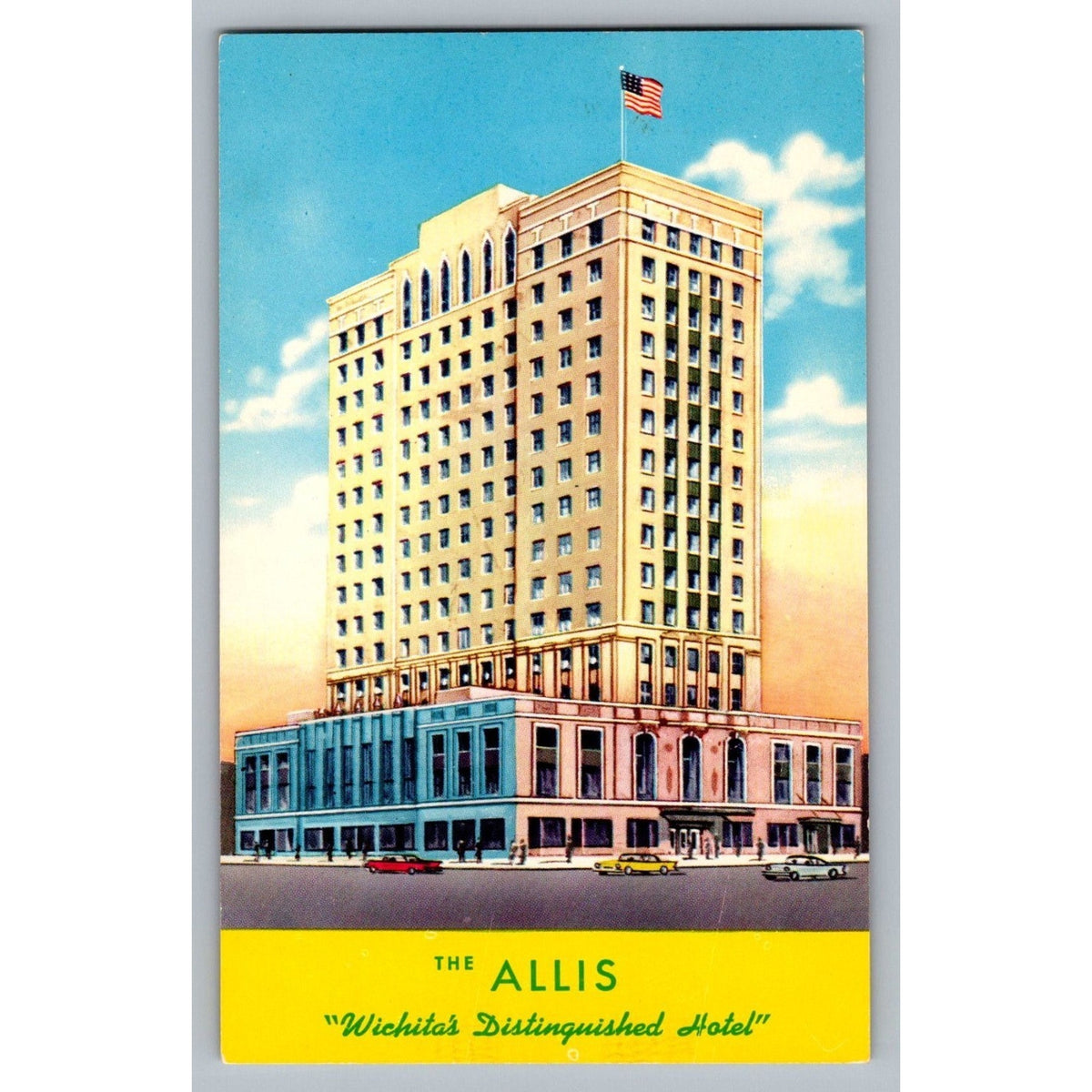 Vintage Allis Hotel Wichita Kansas Postcard Wichita's Distinguished Hotel