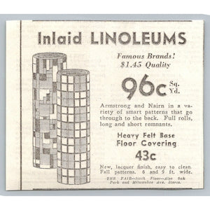 1930s The Fair Chicago Armstrong Nairn Linoleum Floor Covering Print Ad Ephemera