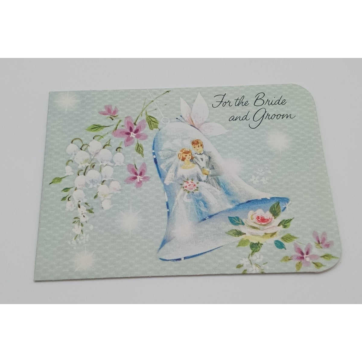 Vintage Norcross Wedding Greeting Card For the Bride and Groom Floral Bells
