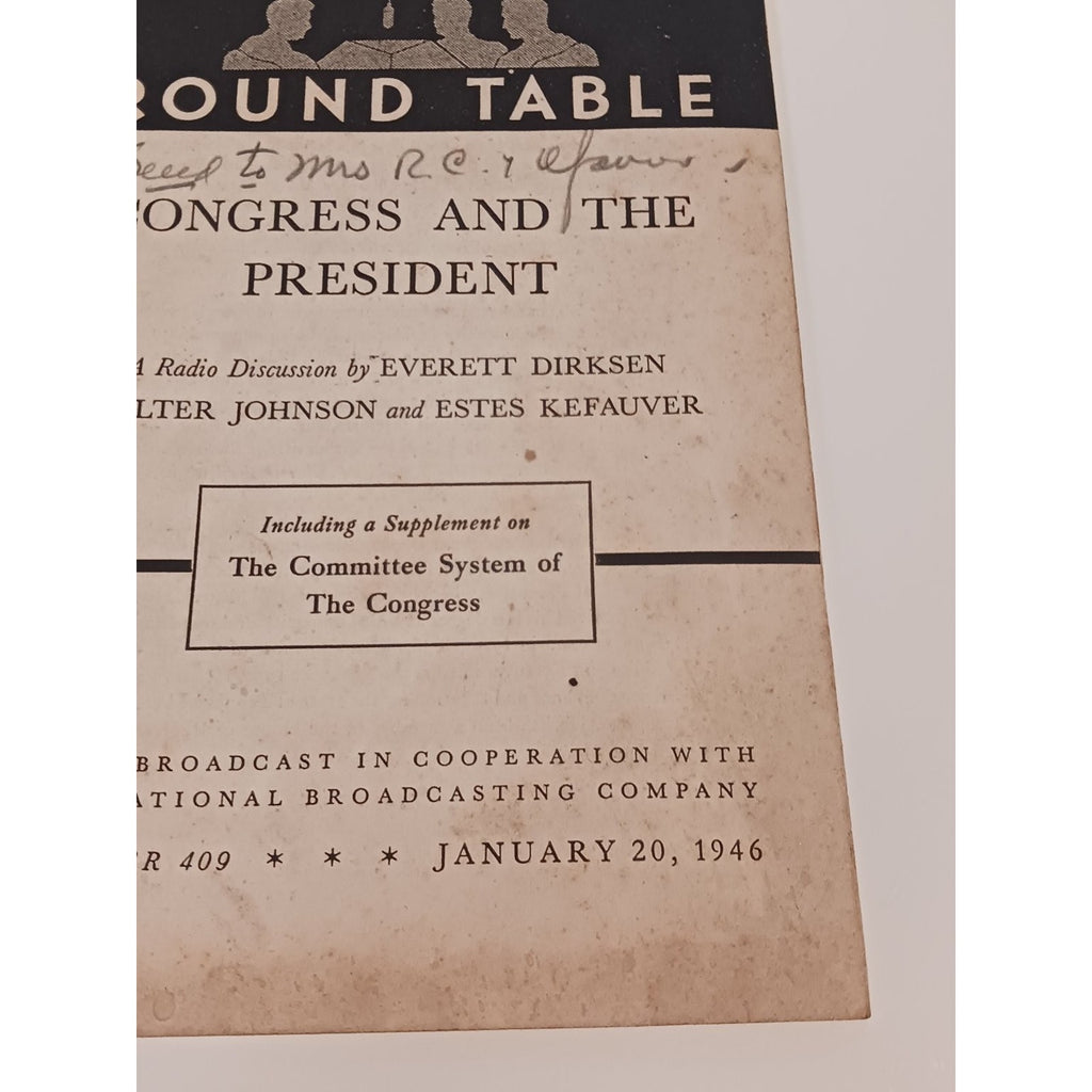 1946 University of Chicago Round Table Radio Transcript Estes Kefauver Congress