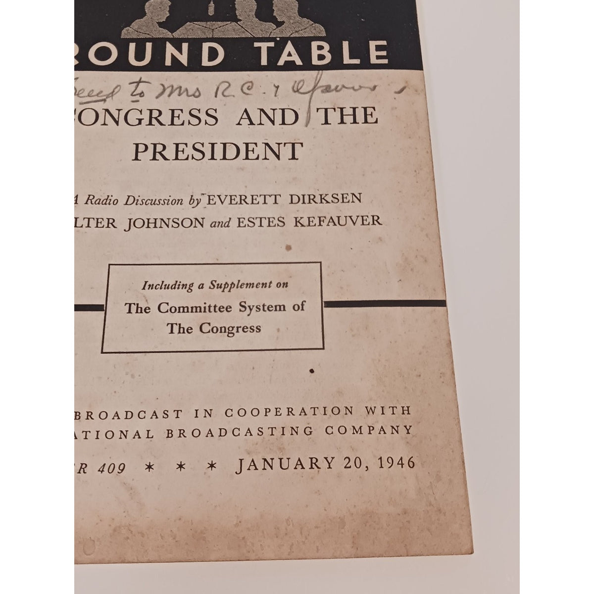 1946 University of Chicago Round Table Radio Transcript Estes Kefauver Congress