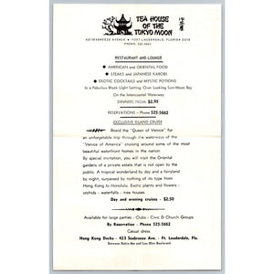 Vintage Tea House of the Tokyo Moon Fort Lauderdale Brochure Flyer Menu