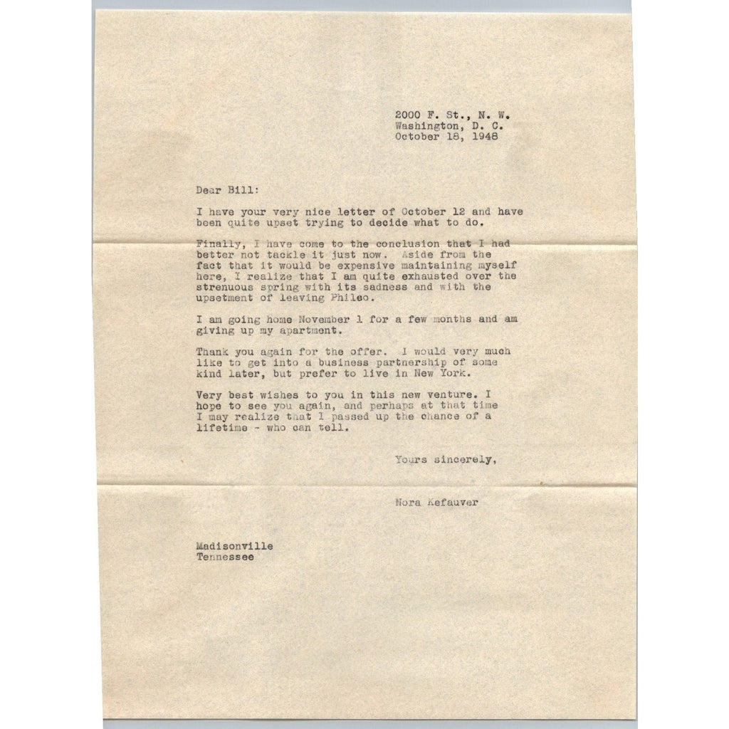 1948 Business Proposal Letters Detroit & Tn Ephemera Marshall Plan Nora Kefauver