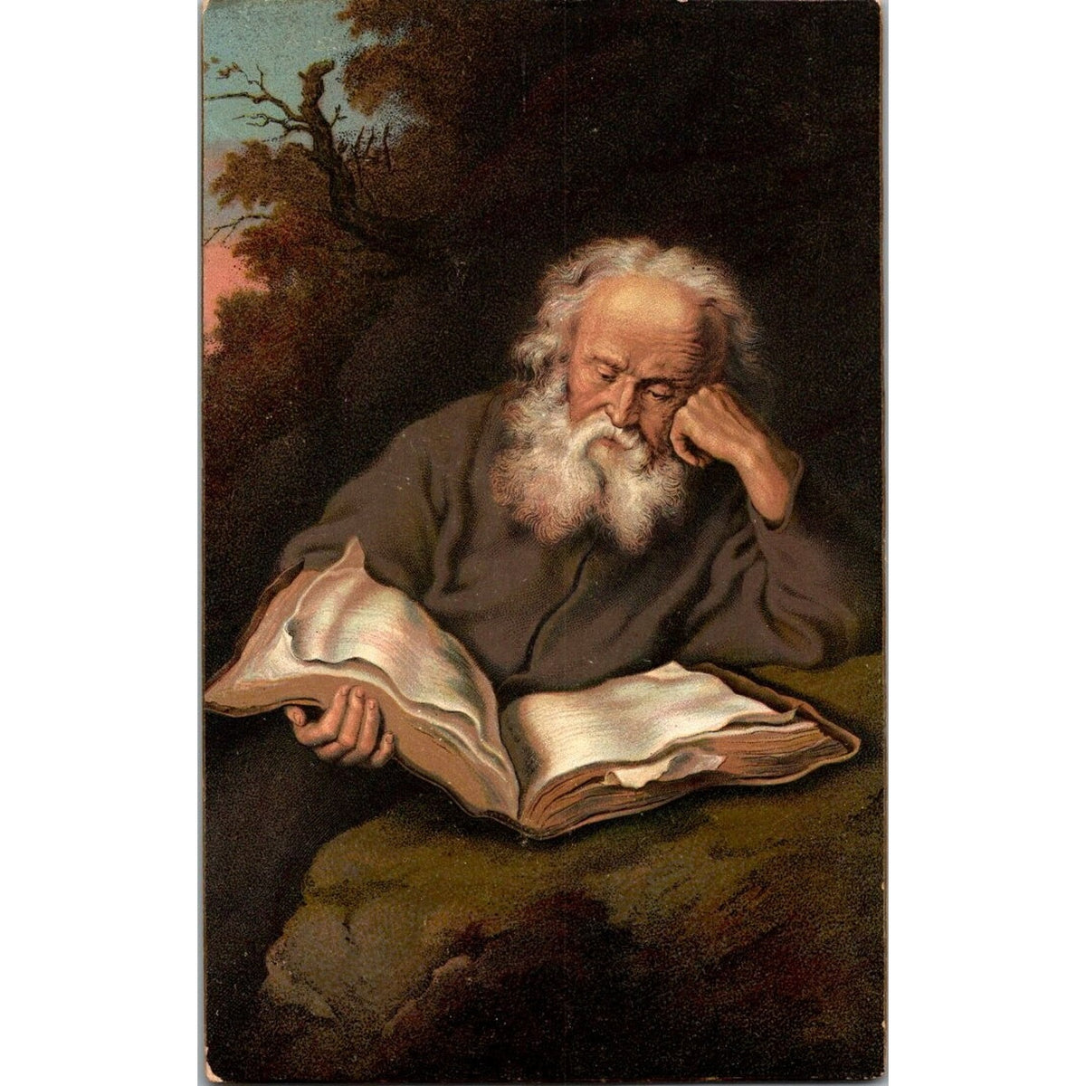 Eremit Illustrated Postal Card Co New York Dresden Old Man Reading Postcard