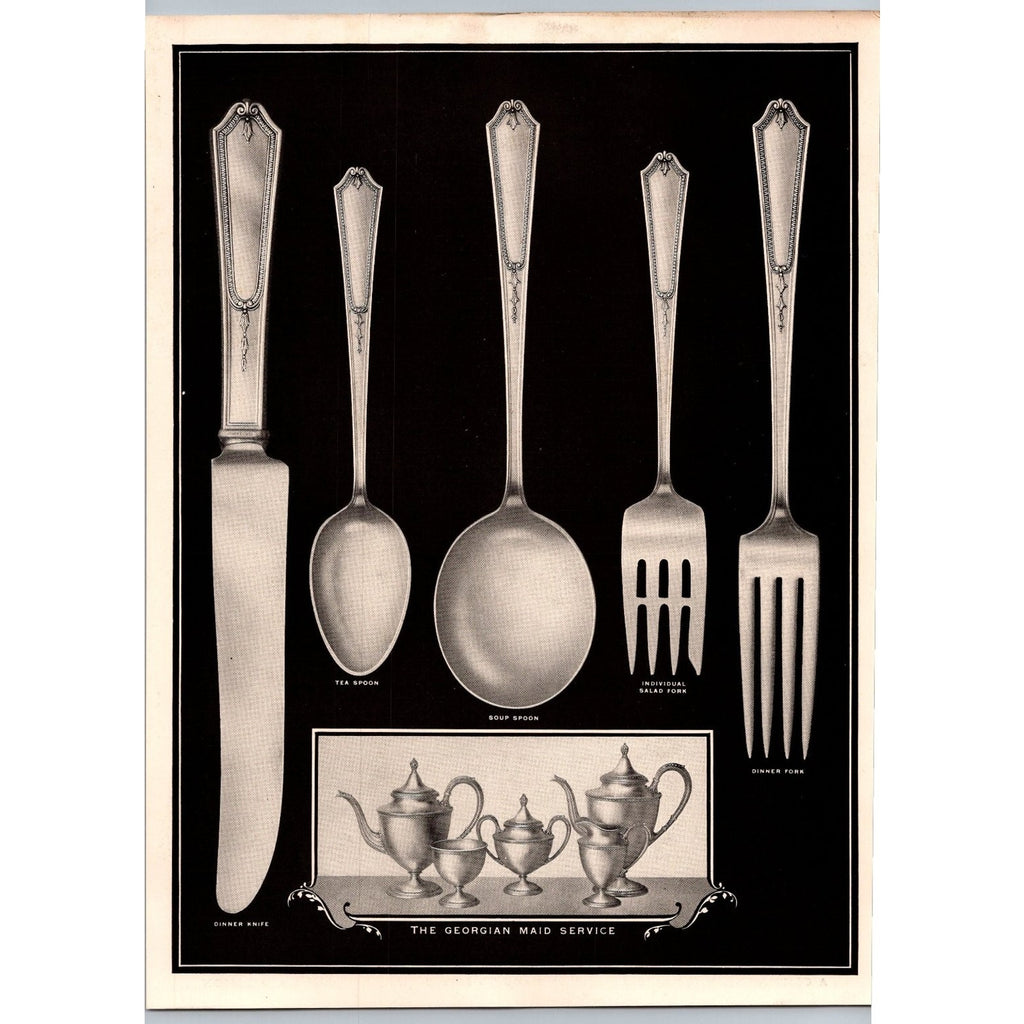 1930s Georgian Maid Sterling Silver Flatware Print Ad Price List Ephemera