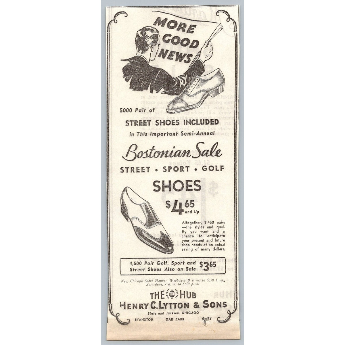 1930s Chicago Henry C Lytton & Sons Bostonian Shoes Advertisement Print Ad