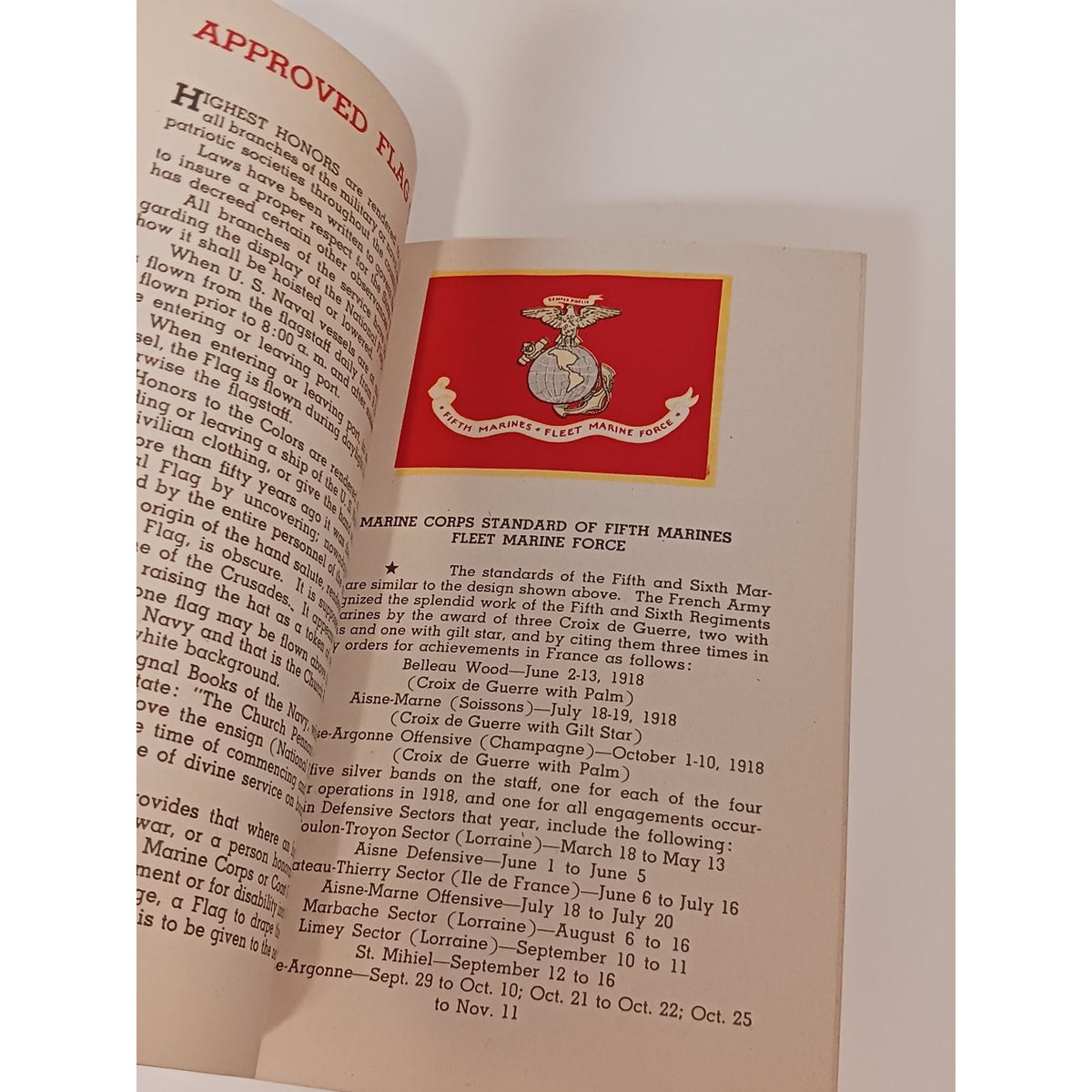 1940s US Marine Corps How To Respect & Display Our Flag Pamphlet Ephemera