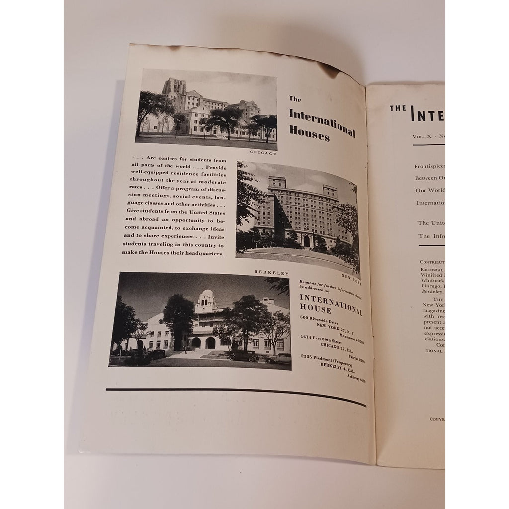 1946 International House Quarterly Magazine WWII Era United Nations NYC Chicago