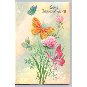 Vintage Norcross Birthday Greeting Card Butterflies Flowers Art 10B 14-8