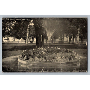 Smythe Park Mansfield PA Vintage Postcard Flower Bed Fountain c. 1910s