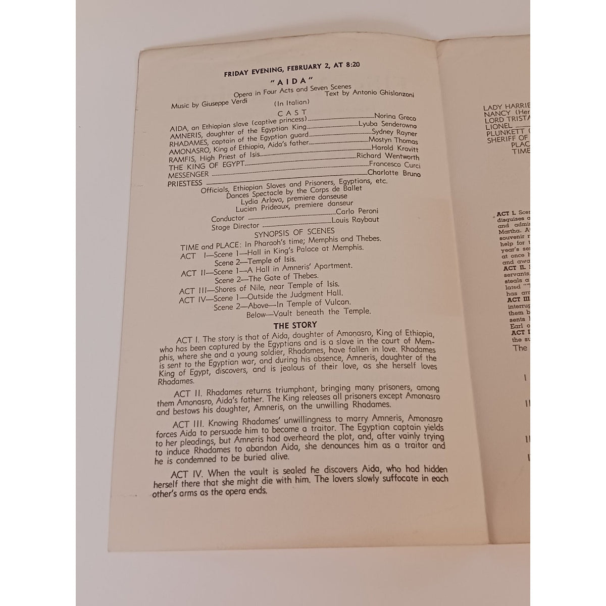 1940 San Carlo Opera Company Program Ellis Auditorium Memphis Verdi Aida