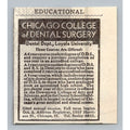 1933 Chicago College of Dental Surgery Loyola University Ad Ephemera