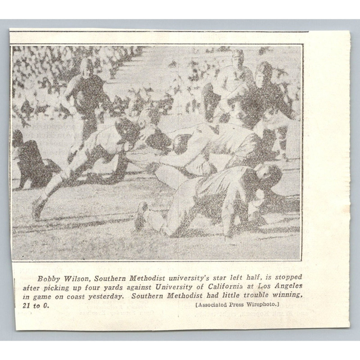 1930s Bobby Wilson SMU Football UCLA Game Original Newspaper Photo Clipping