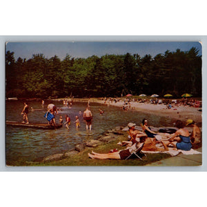 Eagles Mere PA Bathing Beach 1958 Kodachrome Postcard Pennsylvania Lake