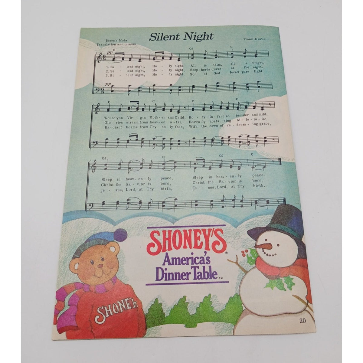 Unused 1985 Shoney's Special Christmas Songs Activities Booklet Book Children