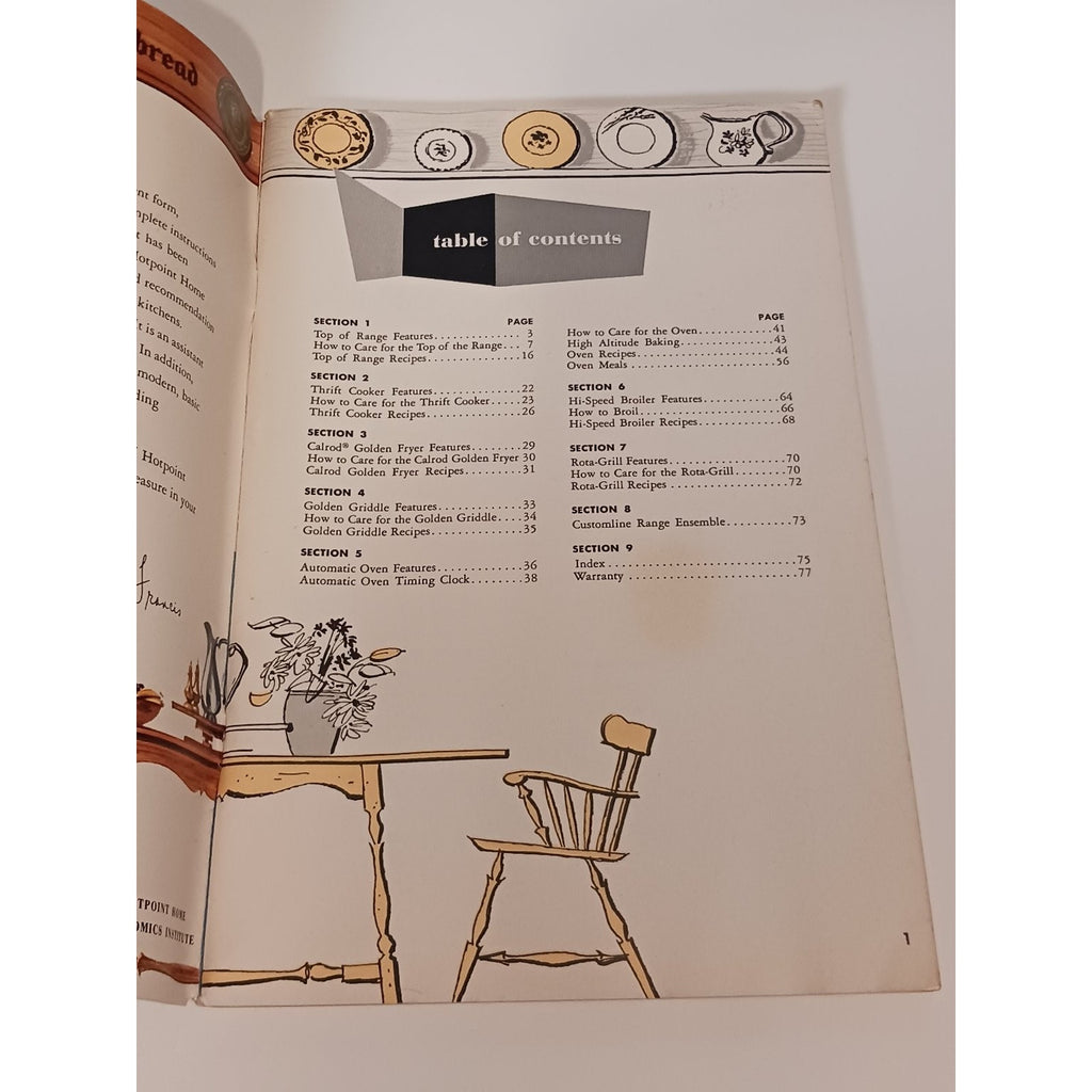 1954 Hotpoint Electric Range Manual Cookbook Vintage Mid-Century Appliance