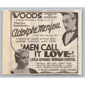 1931 Adolphe Menjou Men Call It Love Movie Print Ad Chicago Woods Theater MGM