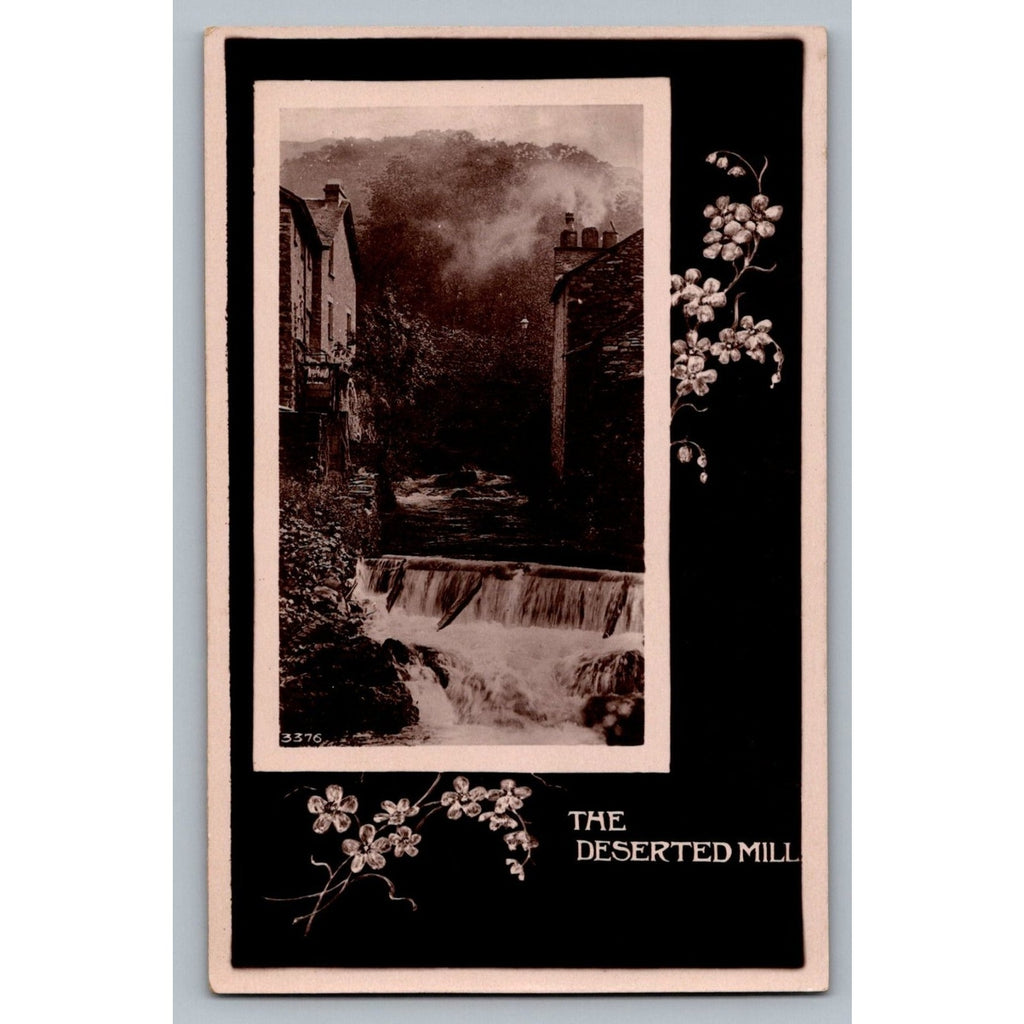 Davidson Bros The Deserted Mill Real Photo Postcard Rppc Waterfall England