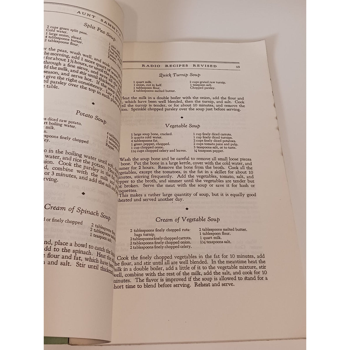 Aunt Sammy's Radio Recipes Revised 1931 USDA Cookbook Vintage Ephemera