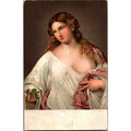 Tiziano Vecelli Titian Painting La Flora Woman Antique Postcard Undivided Back