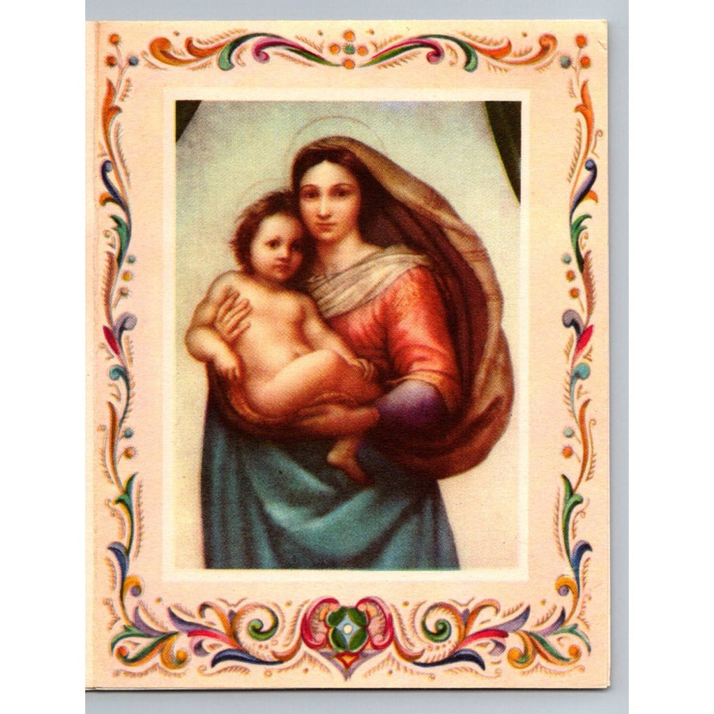 1951 Mary & Jesus Vintage MCM Rust Craft Christmas Greeting Card