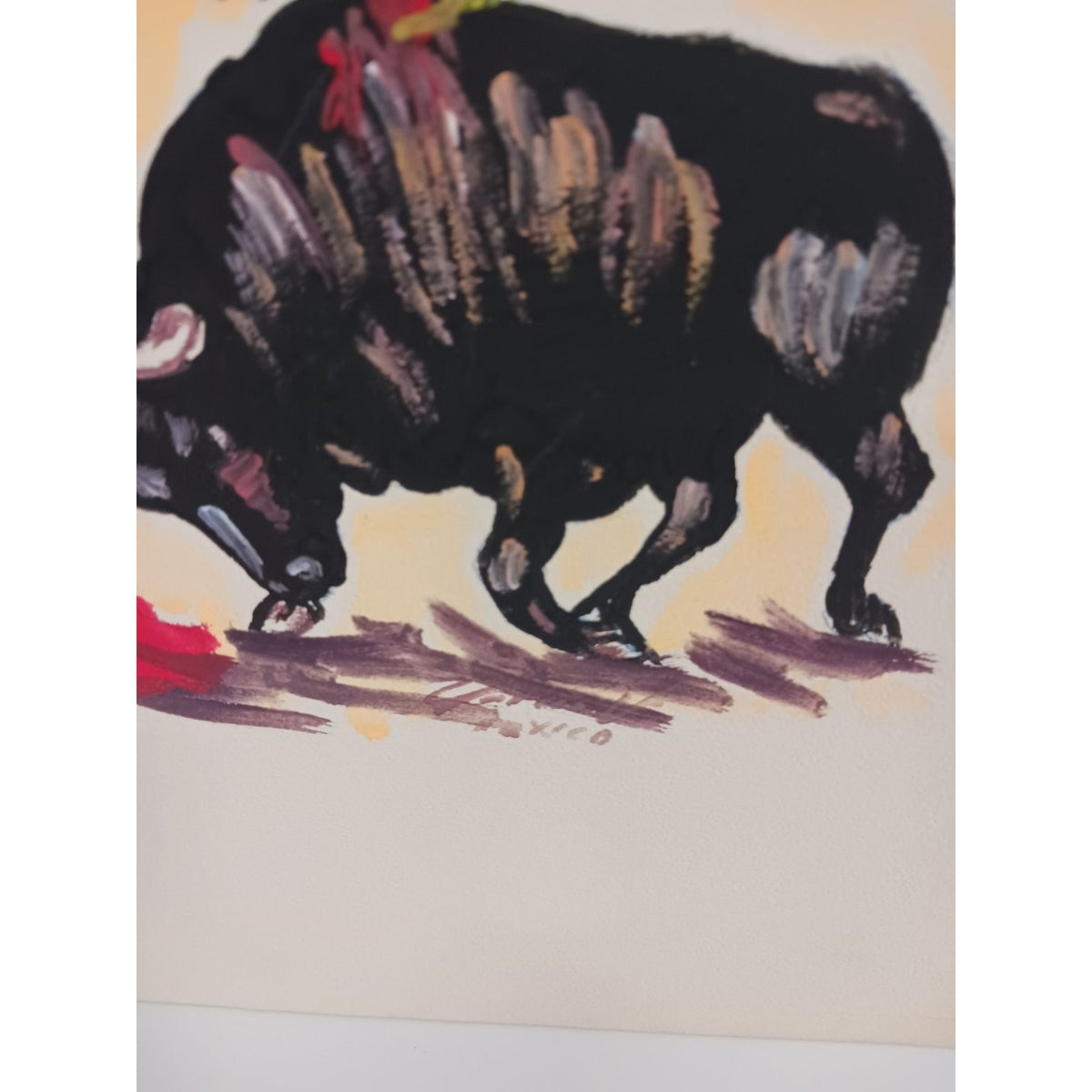 Vintage Bullfighter Matador Art Watercolor Folk Art Mexico Wall Decor Signed