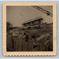 Construction Site 1940s-1950s Snapshot Photograph Bridge Building Crane