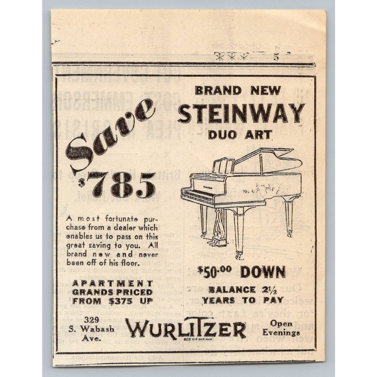 1931 Steinway Duo Art Piano Wurlitzer Chicago Advertisement Ephemera Grand Ad