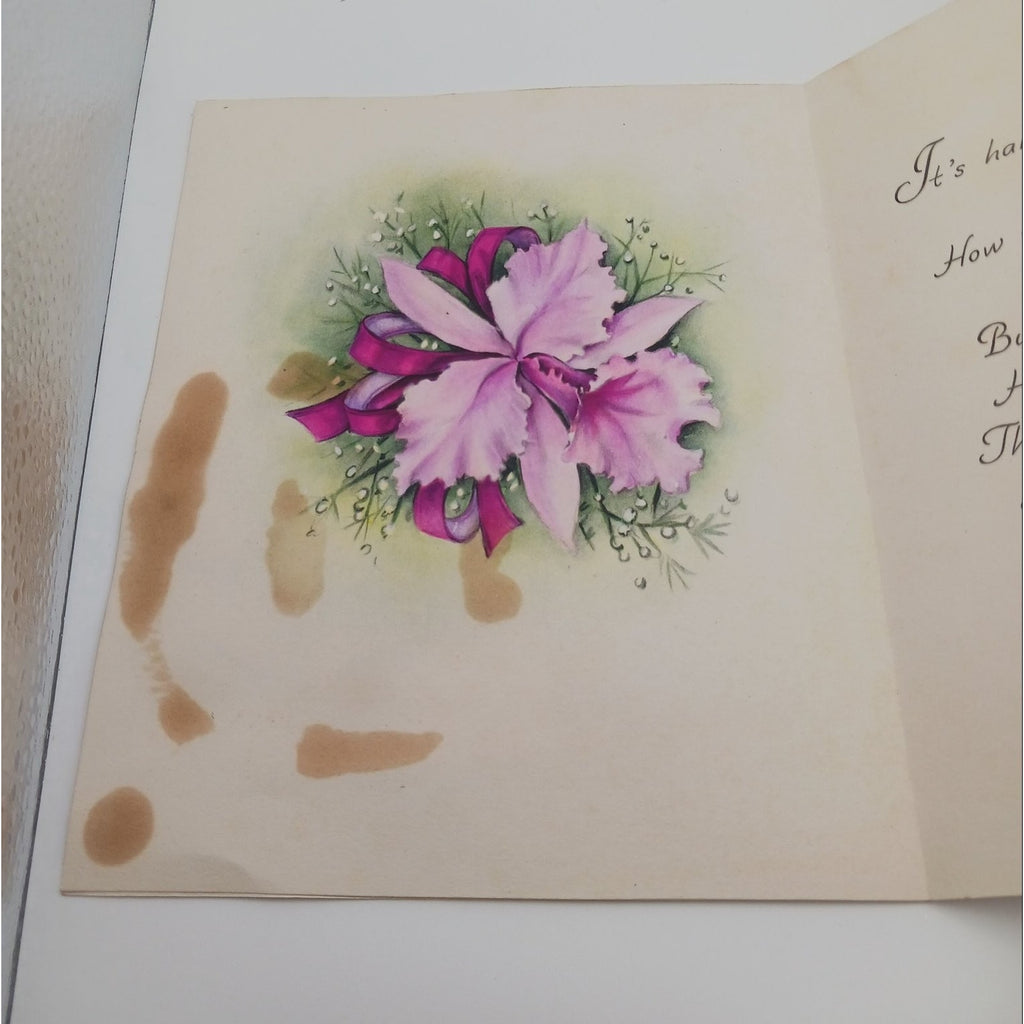 Vintage Hallmark Birthday Card Sweetheart Purple Orchid Floral 3D Greeting Card