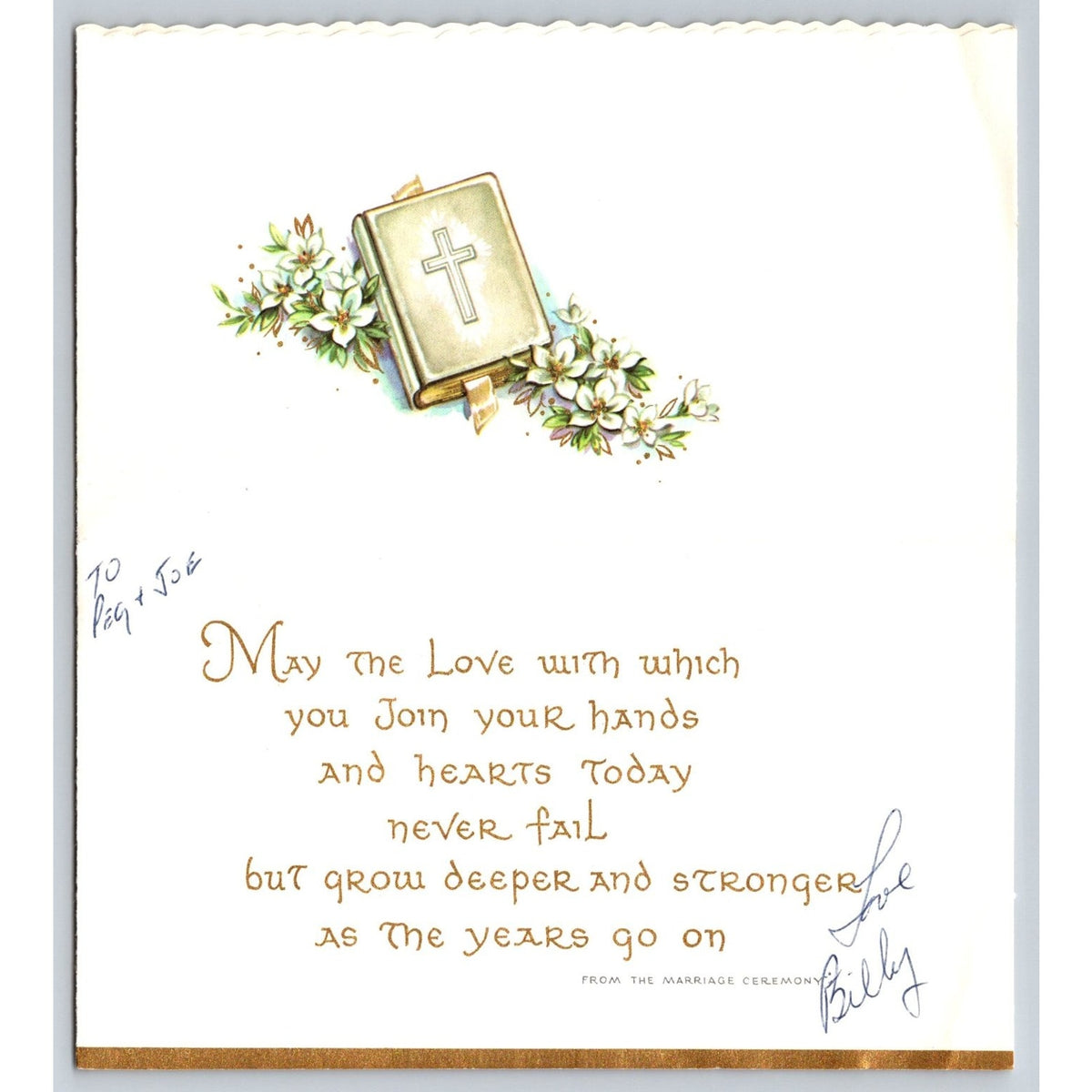 Vintage Wedding Greeting Card With This Ring I Thee Wed Religious Floral