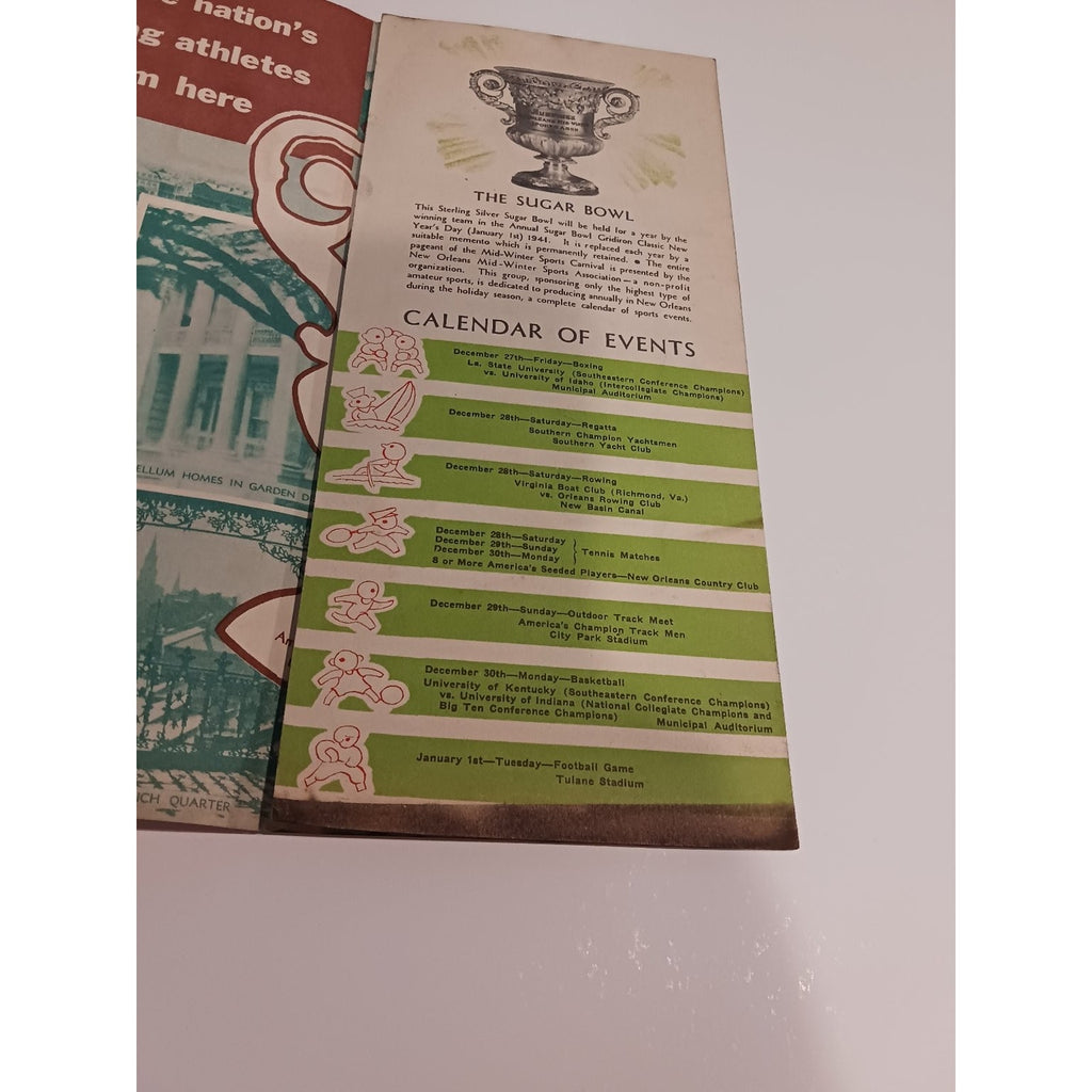 1941 Sugar Bowl New Orleans Mid Winter Sports Program Brochure Football Ephemera