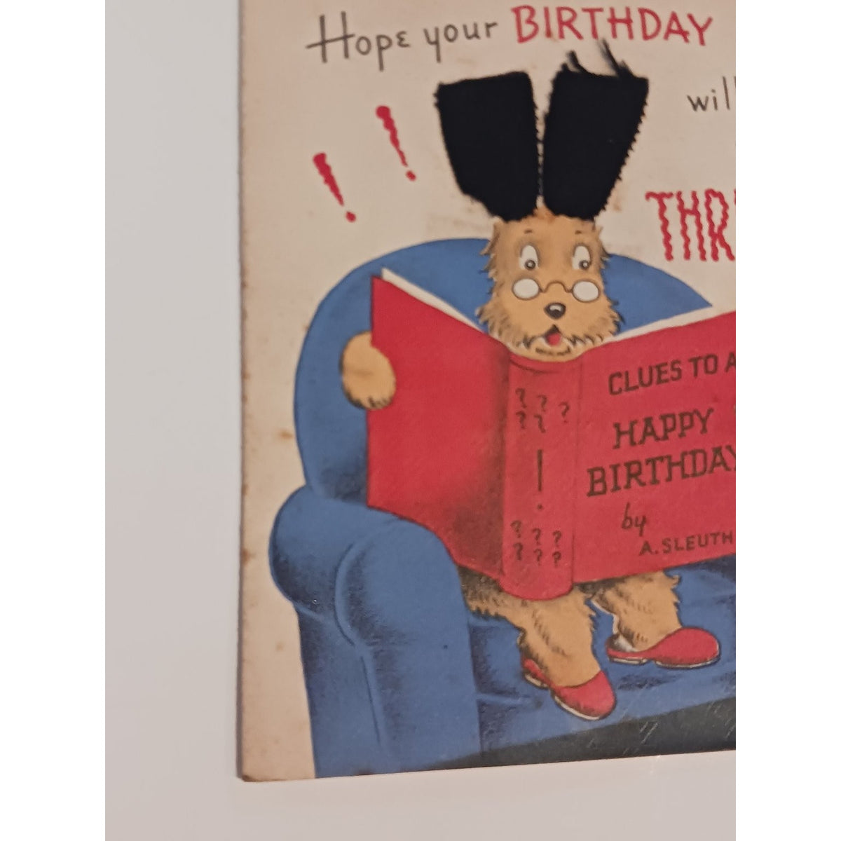 Signed Estes Kefauver 1940s 50s Norcross Dog Birthday Card Detective Thriller
