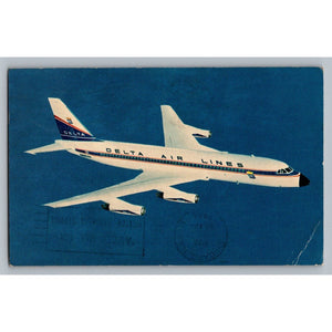 1965 Delta Air Lines Convair 880 Jetliner Chicago Posted Postcard