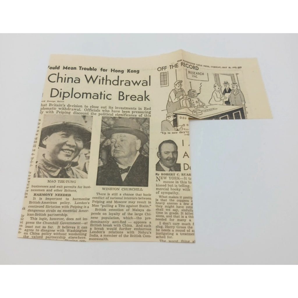 Estes Kefauver Comic Pinning Coonskin Cap on Donkey Cartoon Newspaper Clipping