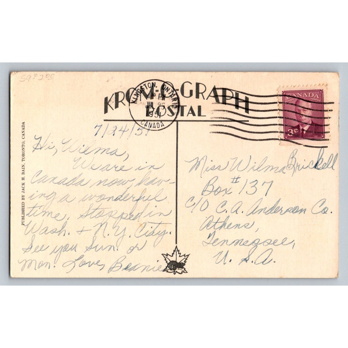 Boldt Castle Thousand Islands Ontario Canada Linen Postcard 1951