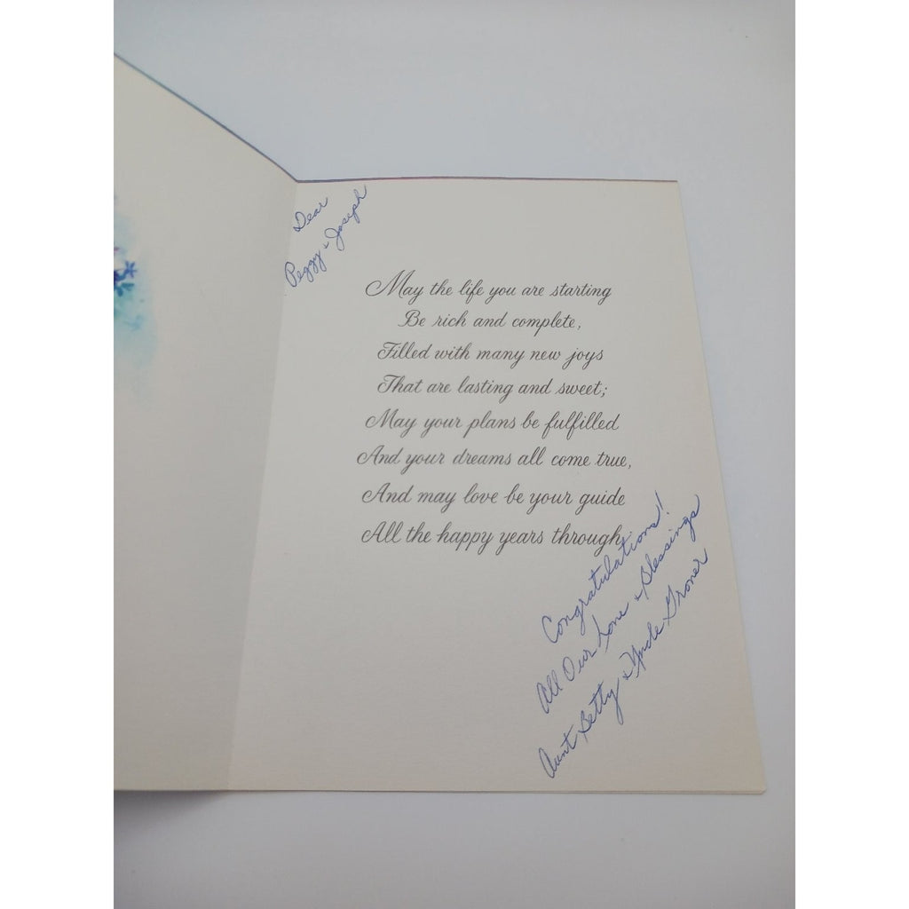 Vintage Hallmark Wedding Greeting Card A Wedding Wish Floral Art Made in USA