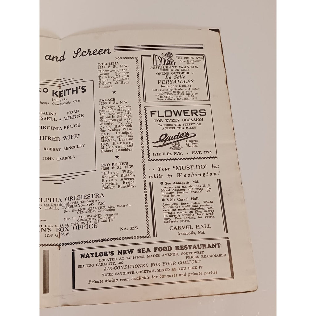 1940 Washington DC Diamond Chatterbox Guide US Capitol Sholl's Cafeterias
