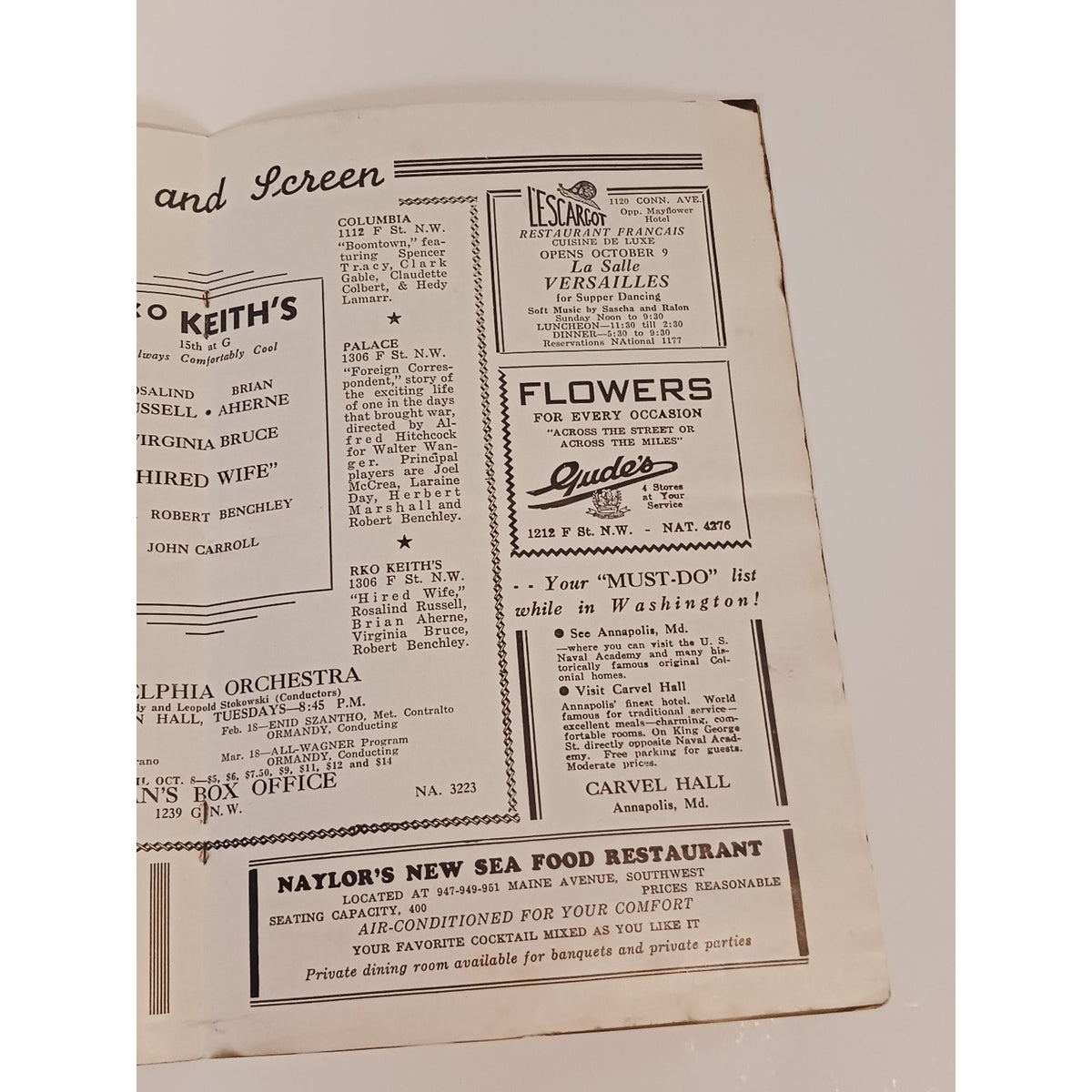 1940 Washington DC Diamond Chatterbox Guide US Capitol Sholl's Cafeterias