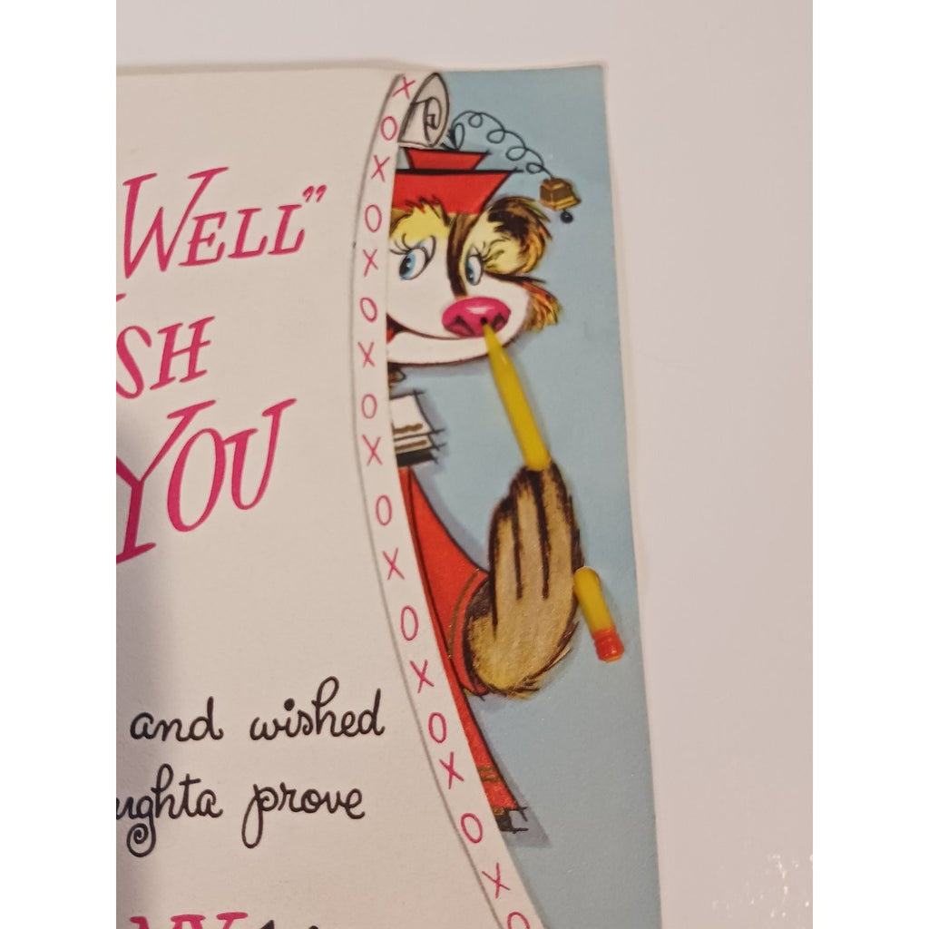1950s Get Well Card Tic Tac Toe Bear Greetings Plastic Pencil Anthropomorphic
