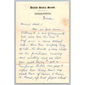 3 Page Estes Kefauver Talks About Campaigning Hand Wrote Personal Letter To Dad