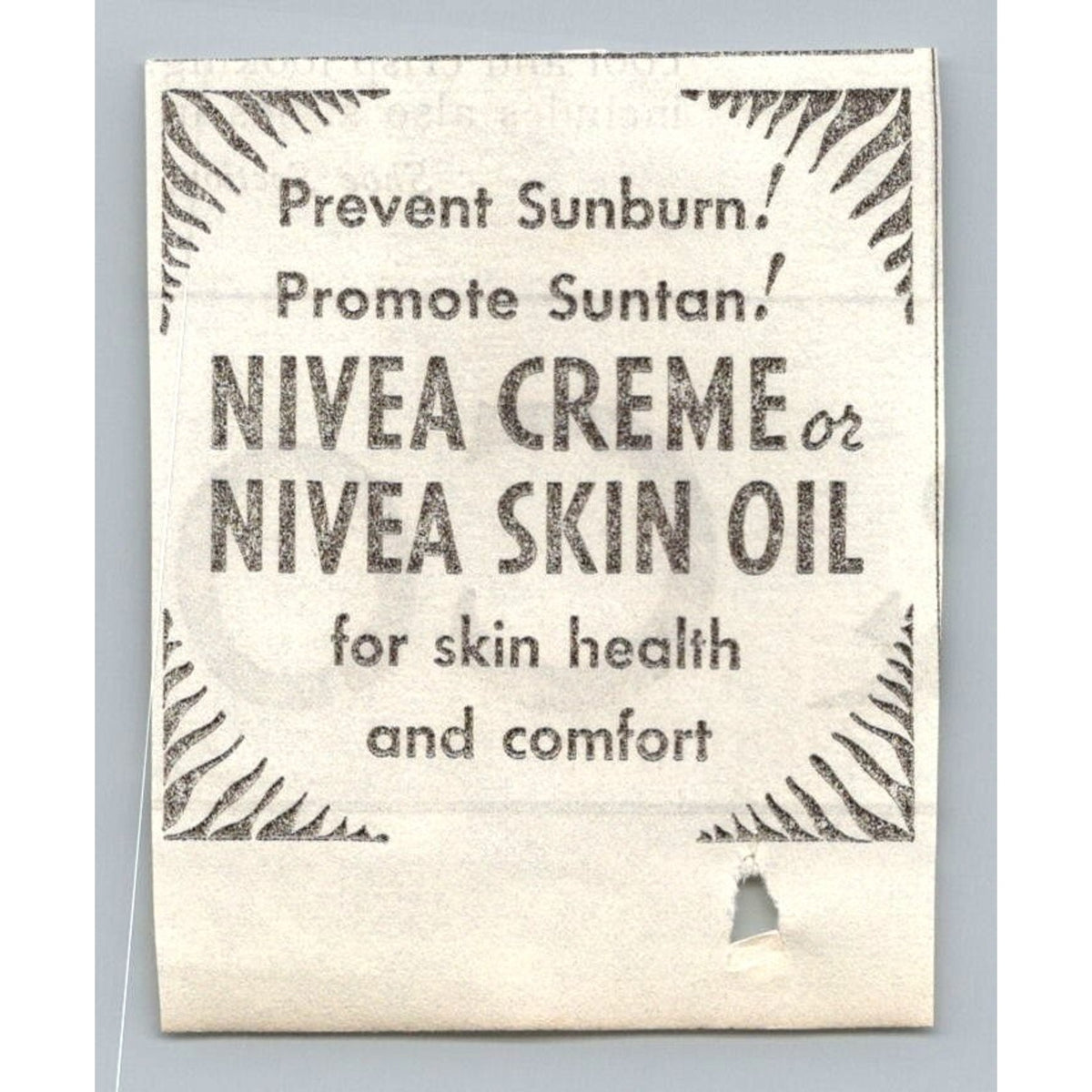 Vintage 1930s NIVEA CREME Skin Oil Suntan Ephemera Print Ad Depression Era